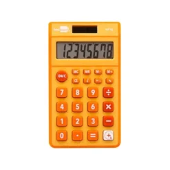 CALCULADORA LIDERPAPEL BOLSILLO XF10 8 DIGITOS SOLAR Y PILAS COLOR NARANJA 115X65X8 MM
