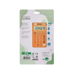 CALCULADORA LIDERPAPEL BOLSILLO XF10 8 DIGITOS SOLAR Y PILAS COLOR NARANJA 115X65X8 MM