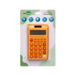 CALCULADORA LIDERPAPEL BOLSILLO XF10 8 DIGITOS SOLAR Y PILAS COLOR NARANJA 115X65X8 MM