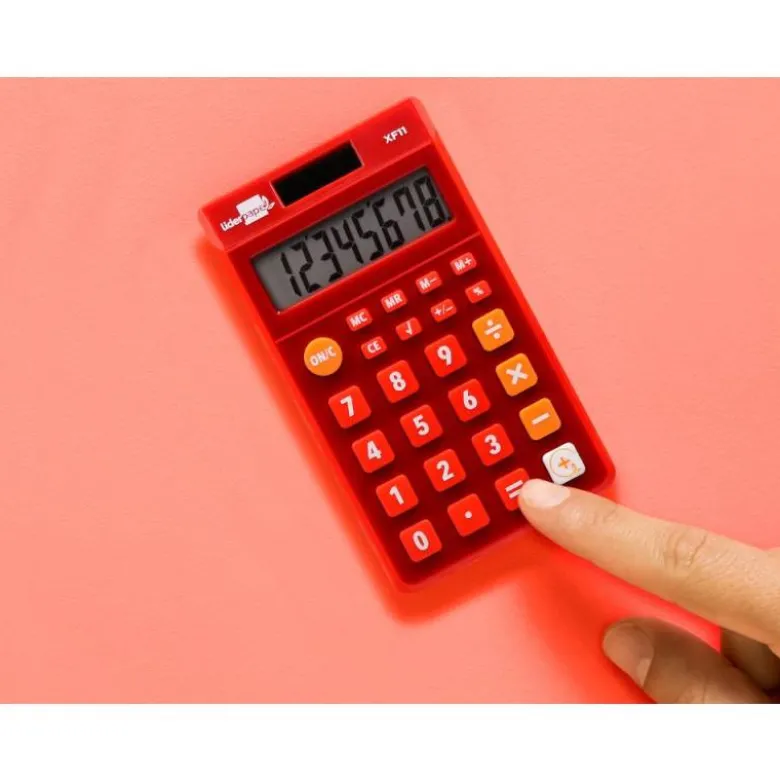 CALCULADORA LIDERPAPEL BOLSILLO XF11 8 DIGITOS SOLAR Y PILAS COLOR ROJO 115X65X8 MM