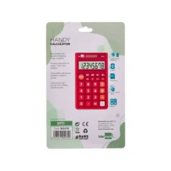 CALCULADORA LIDERPAPEL BOLSILLO XF11 8 DIGITOS SOLAR Y PILAS COLOR ROJO 115X65X8 MM
