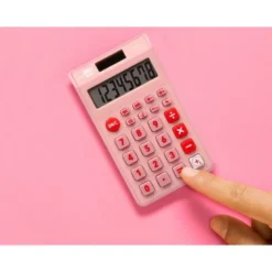 CALCULADORA LIDERPAPEL BOLSILLO XF12 8 DIGITOS SOLAR Y PILAS COLOR ROSA 115X65X8 MM