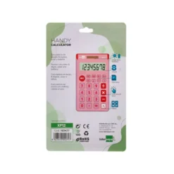 CALCULADORA LIDERPAPEL BOLSILLO XF12 8 DIGITOS SOLAR Y PILAS COLOR ROSA 115X65X8 MM