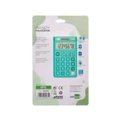 CALCULADORA LIDERPAPEL BOLSILLO XF13 8 DIGITOS SOLAR Y PILAS COLOR VERDE 115X65X8 MM