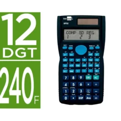 CALCULADORA LIDERPAPEL CIENTIFICA XF32 12 DIGITOS 240 FUNCIONES CON TAPA SOLAR Y PILAS COLOR AZUL 156X85X20