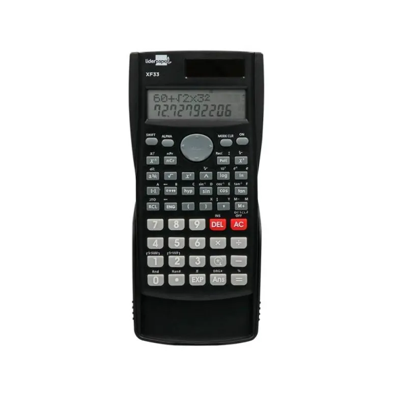 CALCULADORA LIDERPAPEL CIENTIFICA XF33 12 DIGITOS 240 FUNCIONES CON TAPA SOLAR Y PILAS COLOR NEGRO 156X85X20