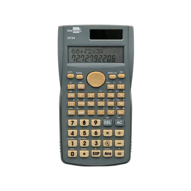 CALCULADORA LIDERPAPEL CIENTIFICA XF34 12 DIGITOS 240 FUNCIONES CON TAPA SOLAR Y PILAS COLOR GRIS 156X85X20