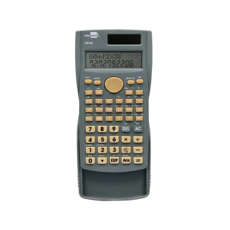 CALCULADORA LIDERPAPEL CIENTIFICA XF34 12 DIGITOS 240 FUNCIONES CON TAPA SOLAR Y PILAS COLOR GRIS 156X85X20