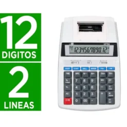 CALCULADORA LIDERPAPEL IMPRESORA PANTALLA PAPEL 58 MM 12 DIGITOS IMPRESION BICOLOR BLANCA 235X155X62 MM