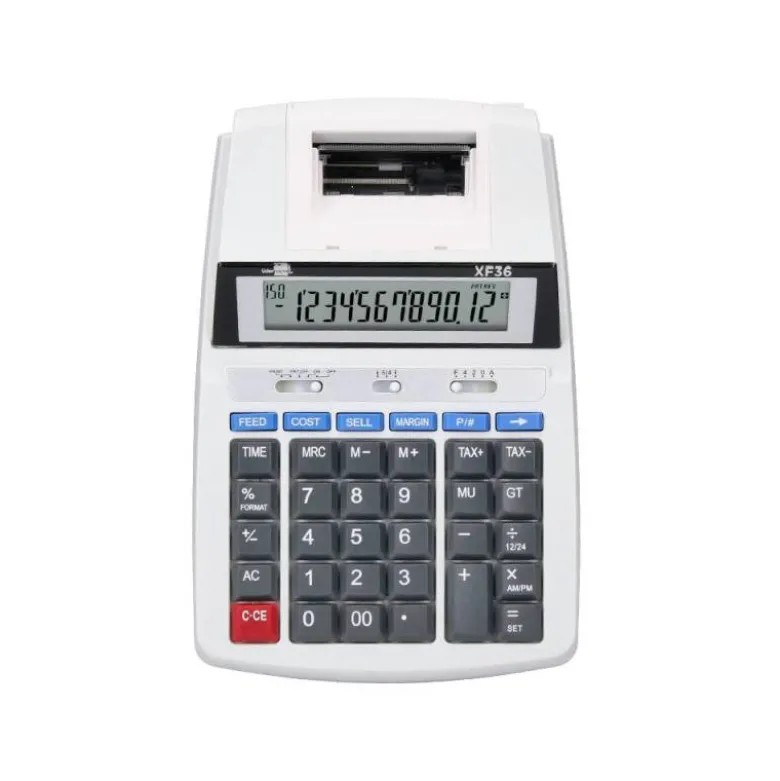 CALCULADORA LIDERPAPEL IMPRESORA PANTALLA PAPEL 58 MM 12 DIGITOS IMPRESION BICOLOR BLANCA 235X155X62 MM