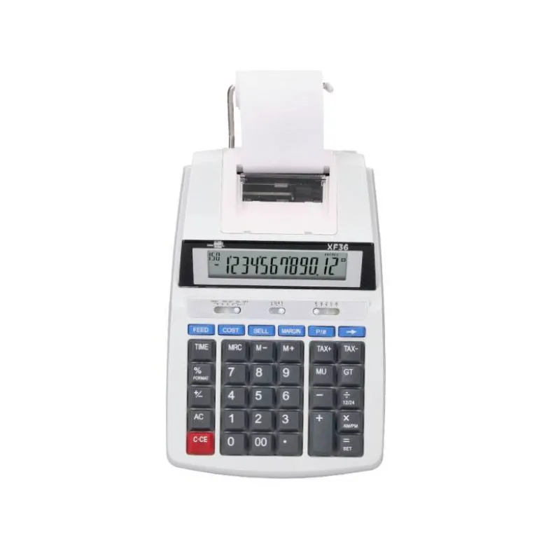 CALCULADORA LIDERPAPEL IMPRESORA PANTALLA PAPEL 58 MM 12 DIGITOS IMPRESION BICOLOR BLANCA 235X155X62 MM