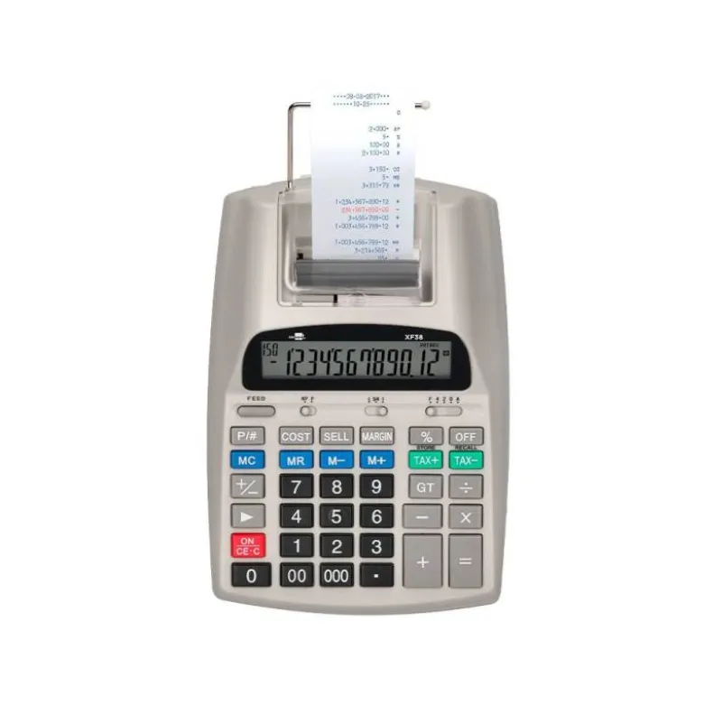 CALCULADORA LIDERPAPEL IMPRESORA PANTALLA PAPEL 58 MM 12 DIGITOS IMPRESION BICOLOR BLANCA 225X158X56 MM