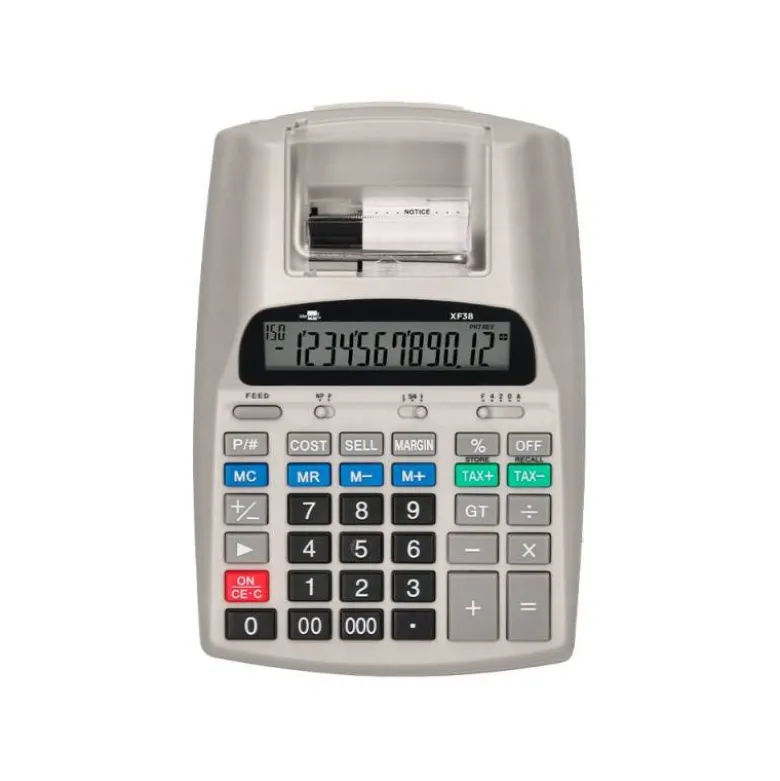 CALCULADORA LIDERPAPEL IMPRESORA PANTALLA PAPEL 58 MM 12 DIGITOS IMPRESION BICOLOR BLANCA 225X158X56 MM