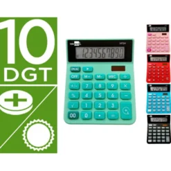 CALCULADORA LIDERPAPEL SOBREMESA XF25 10 DIGITOS SOLAR Y PILAS 127X105X24 MM EXPOSITOR DE 10 UNIDADES