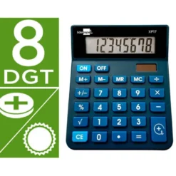 CALCULADORA LIDERPAPEL SOBREMESA XF17 8 DIGITOS SOLAR Y PILAS COLOR AZUL 127X105X24 MM