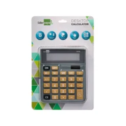 CALCULADORA LIDERPAPEL SOBREMESA XF18 8 DIGITOS SOLAR Y PILAS COLOR GRIS 127X105X24 MM