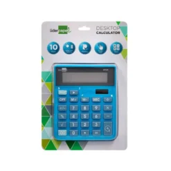 CALCULADORA LIDERPAPEL SOBREMESA XF21 10 DIGITOS SOLAR Y PILAS COLOR AZUL 127X105X24 MM