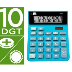 CALCULADORA LIDERPAPEL SOBREMESA XF21 10 DIGITOS SOLAR Y PILAS COLOR AZUL 127X105X24 MM