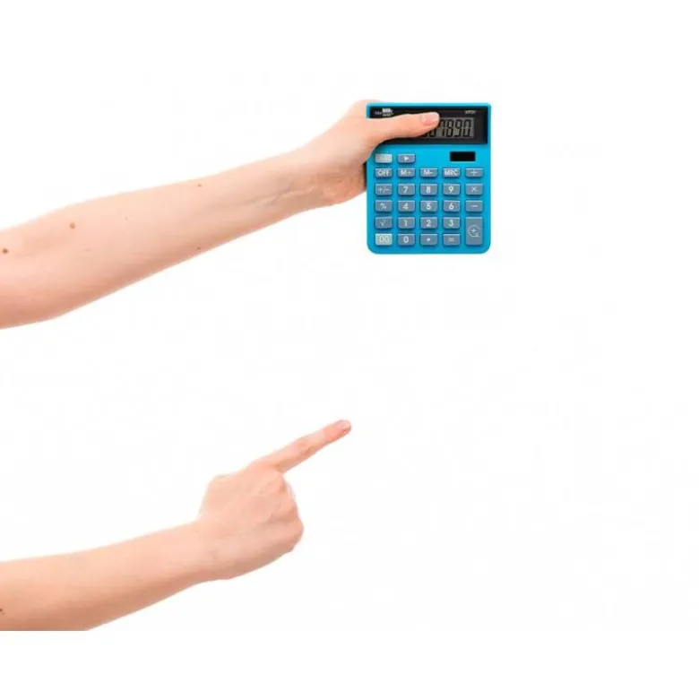 CALCULADORA LIDERPAPEL SOBREMESA XF21 10 DIGITOS SOLAR Y PILAS COLOR AZUL 127X105X24 MM