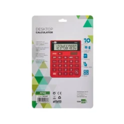 CALCULADORA LIDERPAPEL SOBREMESA XF22 10 DIGITOS SOLAR Y PILAS COLOR ROJO 127X105X24 MM
