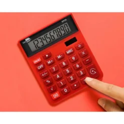 CALCULADORA LIDERPAPEL SOBREMESA XF22 10 DIGITOS SOLAR Y PILAS COLOR ROJO 127X105X24 MM