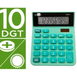 CALCULADORA LIDERPAPEL SOBREMESA XF24 10 DIGITOS SOLAR Y PILAS COLOR VERDE 127X105X24 MM