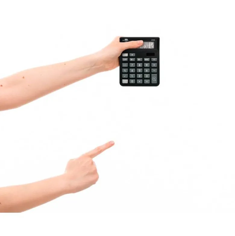 CALCULADORA LIDERPAPEL SOBREMESA XF26 12 DIGITOS SOLAR Y PILAS 127X105X24 MM COLOR NEGRO