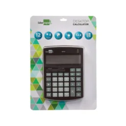 CALCULADORA LIDERPAPEL SOBREMESA XF27 12 DIGITOS TASAS SOLAR Y PILAS COLOR NEGRO 155X115X25 MM