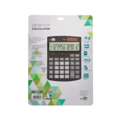 CALCULADORA LIDERPAPEL SOBREMESA XF27 12 DIGITOS TASAS SOLAR Y PILAS COLOR NEGRO 155X115X25 MM