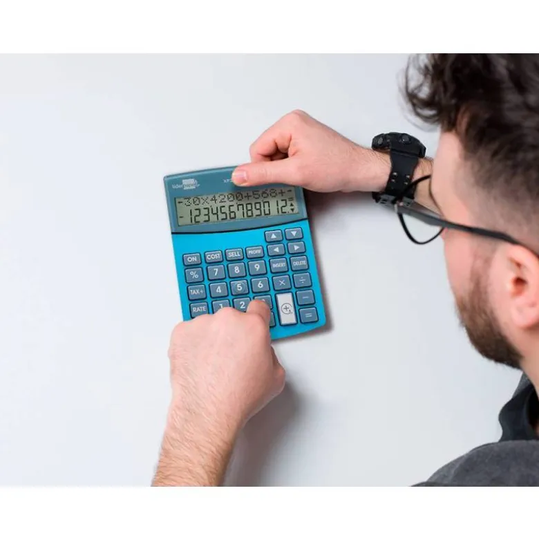 CALCULADORA LIDERPAPEL SOBREMESA XF28 12 DIGITOS DOBLE LINEA COSTES VENTAS MARGEN Y TASAS SOLAR Y PILAS
