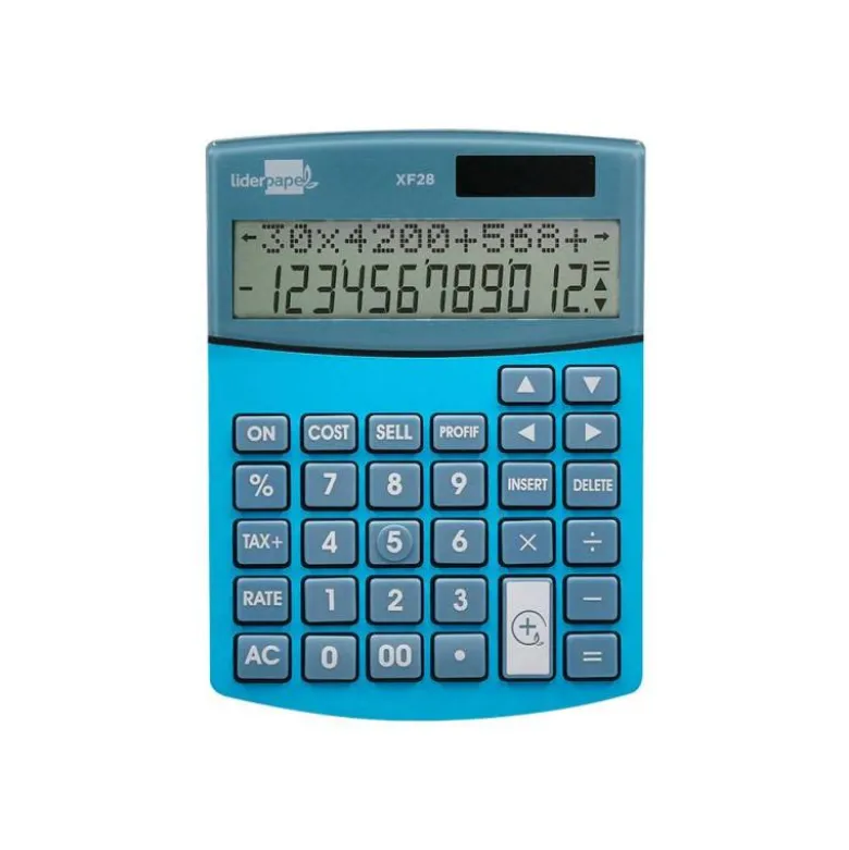 CALCULADORA LIDERPAPEL SOBREMESA XF28 12 DIGITOS DOBLE LINEA COSTES VENTAS MARGEN Y TASAS SOLAR Y PILAS