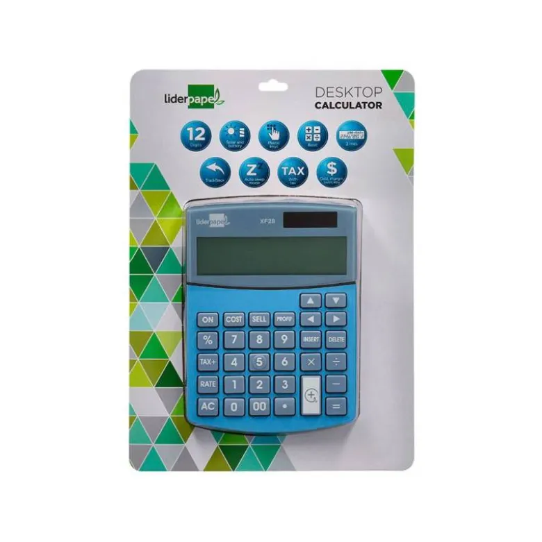 CALCULADORA LIDERPAPEL SOBREMESA XF28 12 DIGITOS DOBLE LINEA COSTES VENTAS MARGEN Y TASAS SOLAR Y PILAS