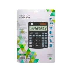 CALCULADORA LIDERPAPEL SOBREMESA XF30 12 DIGITOS TASAS SOLAR Y PILAS COLOR NEGRO 190X140X25 MM