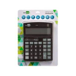 CALCULADORA LIDERPAPEL SOBREMESA XF30 12 DIGITOS TASAS SOLAR Y PILAS COLOR NEGRO 190X140X25 MM