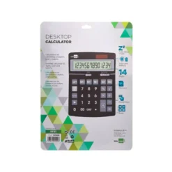 CALCULADORA LIDERPAPEL SOBREMESA XF31 14 DIGITOS SOLAR Y PILAS COLOR NEGRO 170X122X35 MM