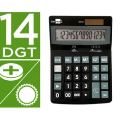 CALCULADORA LIDERPAPEL SOBREMESA XF31 14 DIGITOS SOLAR Y PILAS COLOR NEGRO 170X122X35 MM