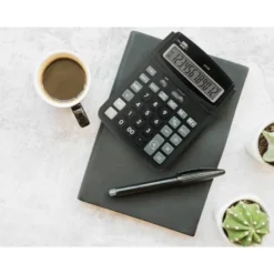 CALCULADORA LIDERPAPEL SOBREMESA XF39 12 DIGITOS SOLAR Y PILAS COLOR NEGRO 190X140X32 MM 40% PLASTICO