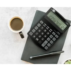 CALCULADORA LIDERPAPEL SOBREMESA XF40 12 DIGITOS DOS LINEAS SOLAR Y PILAS NEGRO 175X120X30 MM 40% PLASTICO