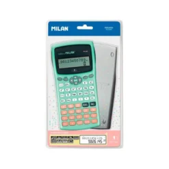 CALCULADORA MILAN CIENTIFICA M240 SILVER 2 LINEAS 240 FUNCIONES 10+2 DIGITOS COLOR VERDE TURQUESA CON TAPA COLOR