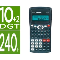 CALCULADORA MILAN CIENTIFICA M240 BLACK 2 LINEAS 240 FUNCIONES 10+2 DIGITOS COLOR NEGRA CON TAPA COLOR GRIS
