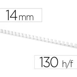 Canutillo q-connect redondo 14 mm plastico blanco capacidad 130 hojas caja de 100 unidades