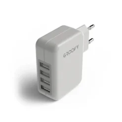 CARGADOR DE PARED GROOVY 4 USB COLOR BLANCO