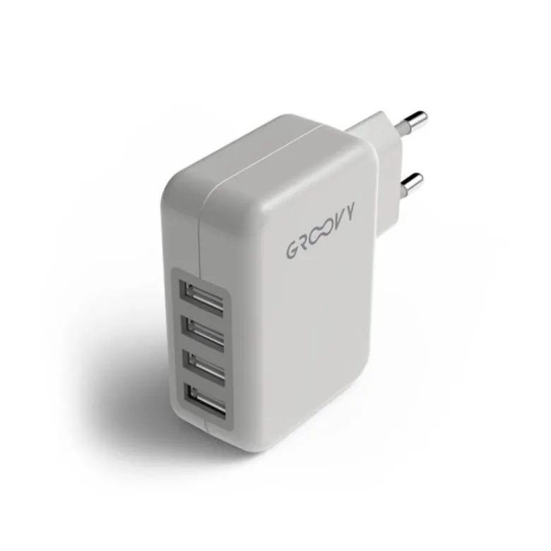 CARGADOR DE PARED GROOVY 4 USB COLOR BLANCO