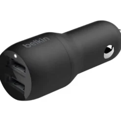 CARGADOR PARA COCHE BELKIN CCB001BTBK DOBLE USB-A 24W 12W X2 COLOR NEGRO