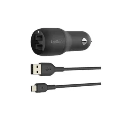 CARGADOR PARA COCHE BELKIN CCB001BTBK DOBLE USB-A 24W 12W X2 COLOR NEGRO
