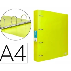 CARPETA 4 ANILLAS 40 MM LIDERPAPEL DIN A4 COLOR AMARILLO POLIPROPILENO