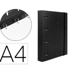 CARPETA 4 ANILLAS 25 MM LIDERPAPEL DIN A4 COLOR NEGRO POLIPROPILENO
