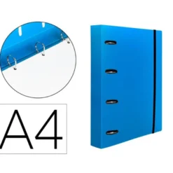 CARPETA 4 ANILLAS 25 MM LIDERPAPEL DIN A4 COLOR AZUL POLIPROPILENO