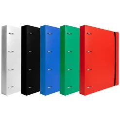 CARPETA 4 ANILLAS 25 MM LIDERPAPEL DIN A4 COLOR AZUL POLIPROPILENO