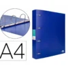 CARPETA 4 ANILLAS 40 MM LIDERPAPEL DIN A4 COLOR AZUL POLIPROPILENO